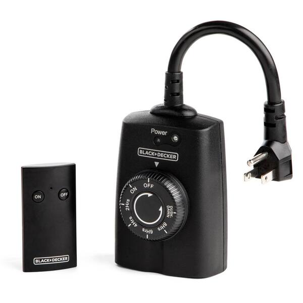 Outdoor Wireless Outlet with Remote 2 Grounded Outlets Photocell Sensor