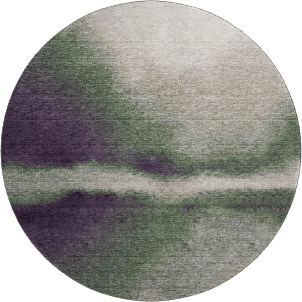 Mayfield Premium Machine Washable Abstract AMF2419 Fern 8 ft. x 8 ft. Round Rug price history on PriceWatchPro