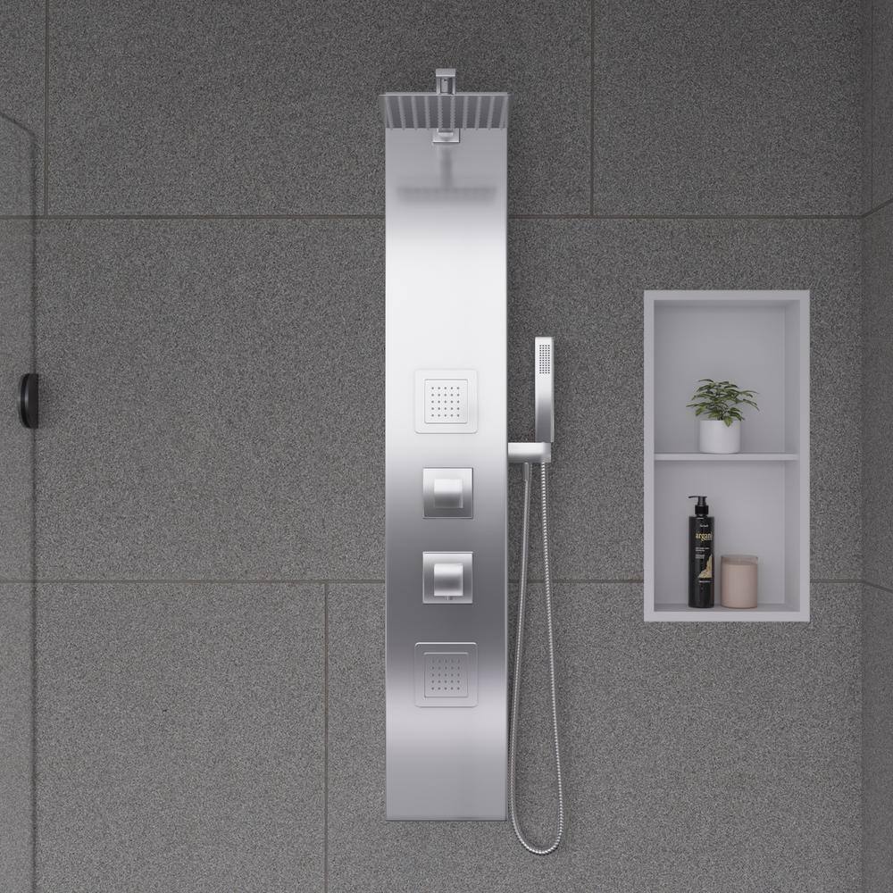 Matte White Stainless Steel Double Shelf Shower Niche