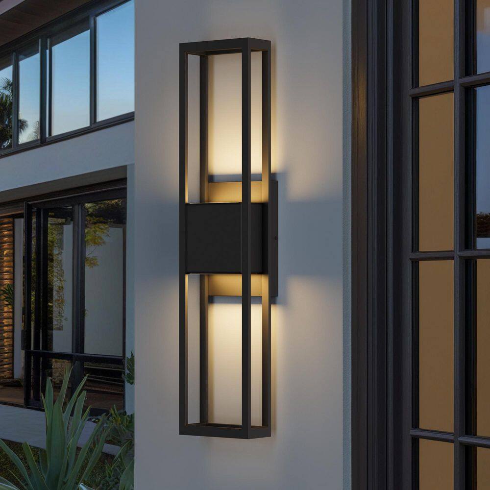 27.5 in. Matte Black Dimmable LED Outdoor Hardwired Wall Lantern Sconce price history on PriceWatchPro