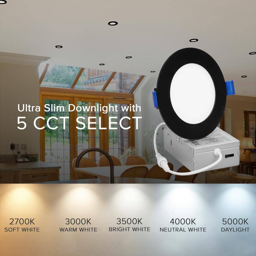 Black Aluminum 4-Inch Ultra Thin Recessed LED Downlight