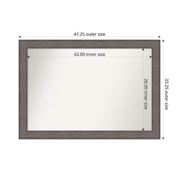 Amanti Art Country Barnwood 47.25 in. W. x 33.25 in. Custom Non-Beveled Wood Framed Bathroom Vanity Wall Mirror