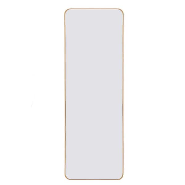 Unbranded 20 in. W x 63 in. H Rectangle Framed Gold Aluminum Alloy Mirror, Rounded Corner Vanity Mirror, Living Room or Bedroom