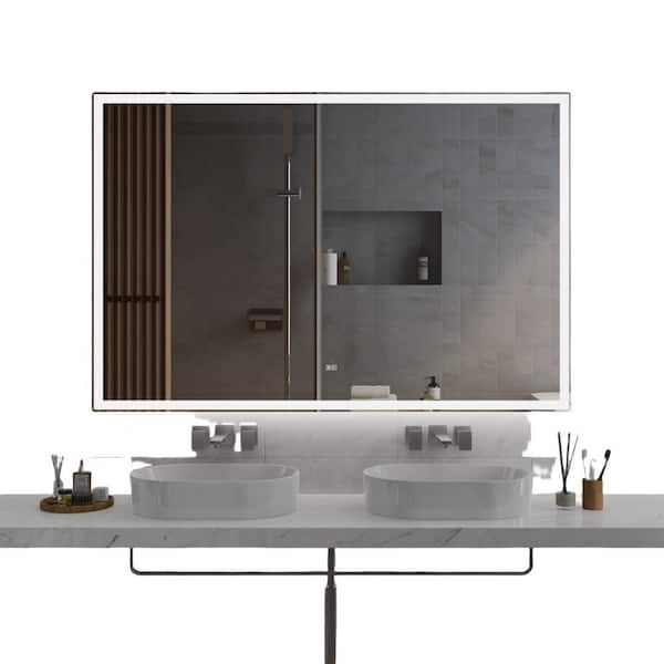 Unbranded 72 in. W x 48 in. H Rectangular Frameless Dimmable, Defog, HD Reflected Wall Mounted Bathroom Vanity Mirror