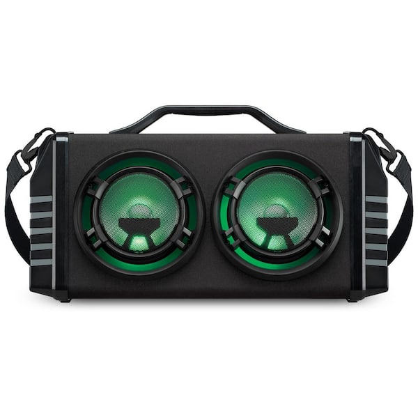 iLive Portable Bluetooth Boombox with FM Radio and 2-Microphone Inputs, Black