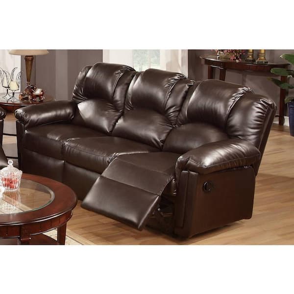 Simple Relax 80 in. Round Arm 3-Seater Reclining Sofa in Espresso