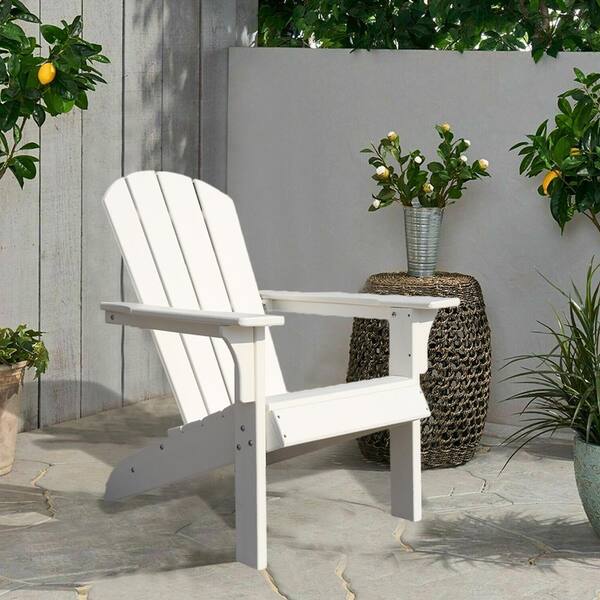 SERGA White Polystyrene Folding Composite Outdoor Adirondack Chair