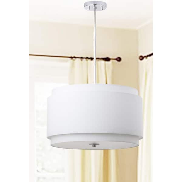 Piran 3-Light White Drum Hanging Pendant Lighting