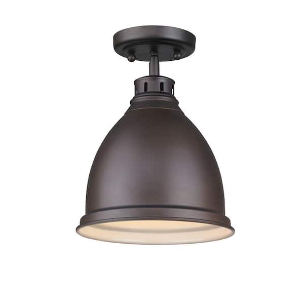 Golden Lighting Duncan 1-Light Rubbed Bronze Flush Mount
