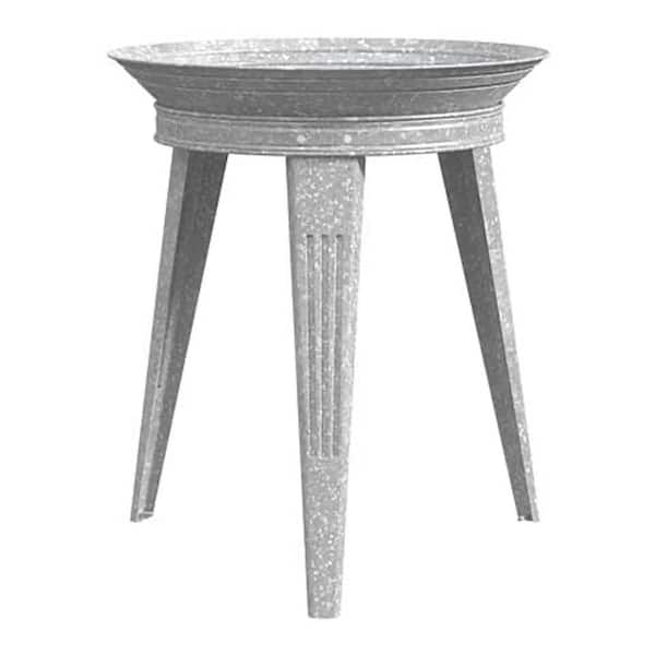 Panacea Galvanized Vintage Style Metal Birdbath and Pedestal Stand, Gray