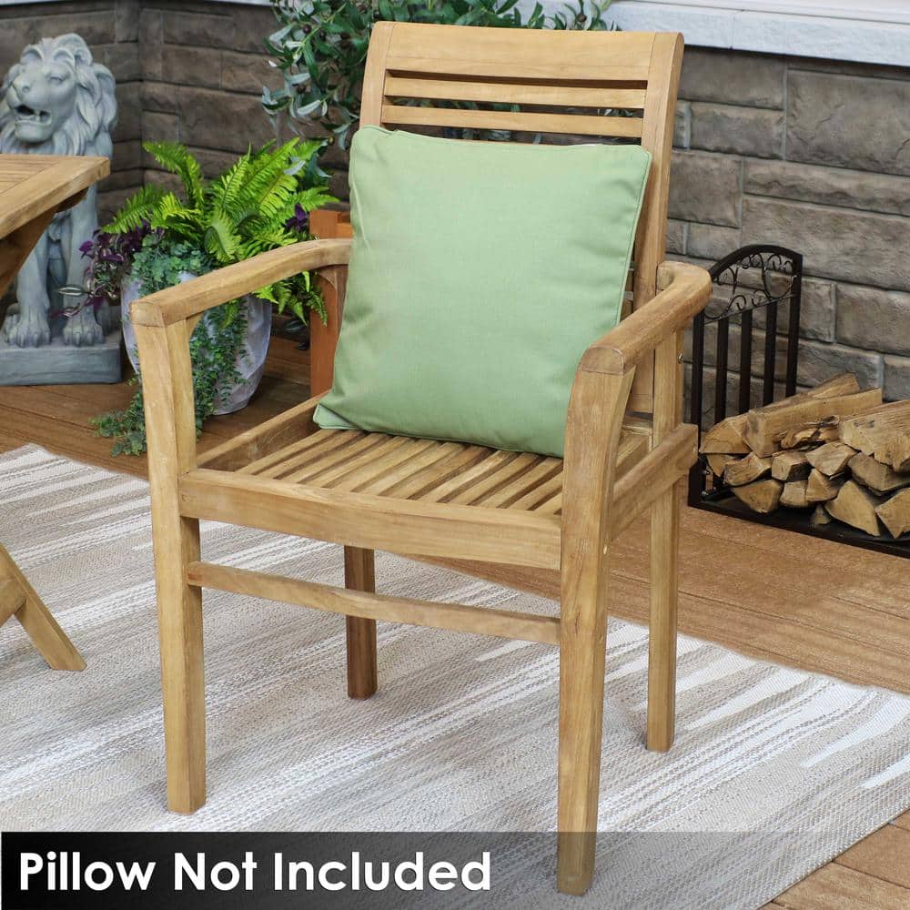 Light Brown Teak Outdoor Slatted Dining Armchair