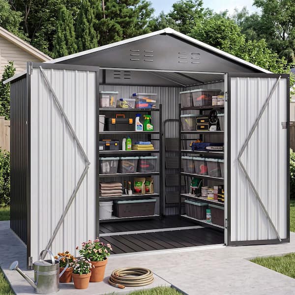 piyo-様　NEIGHBORHOOD 25ss BLACK Mサイズ Sizzim 8 ft. W x 6 ft. D Black Metal Shed with Floor, Lockable