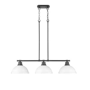 Duncan 300-Watt 3-Light Matte Black Pendant Light with Steel Shade