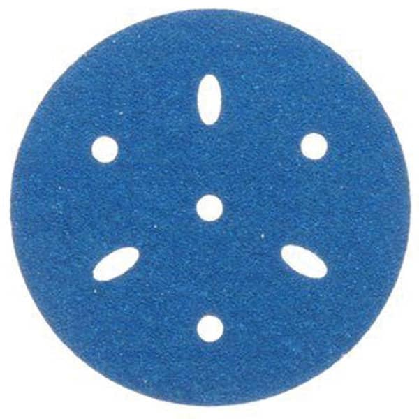 3M Hookit 321U Blue Sandpaper 6 in. Disc - 320 Grade Multi-Hole, 50/Box