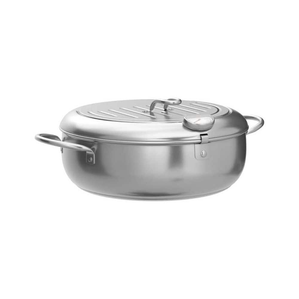 Stainless Steel Deep Fryer Pot with Thermometer Lid and Drip Rack Compatible with Induction Gas Cooktop Set price history on PriceWatchPro