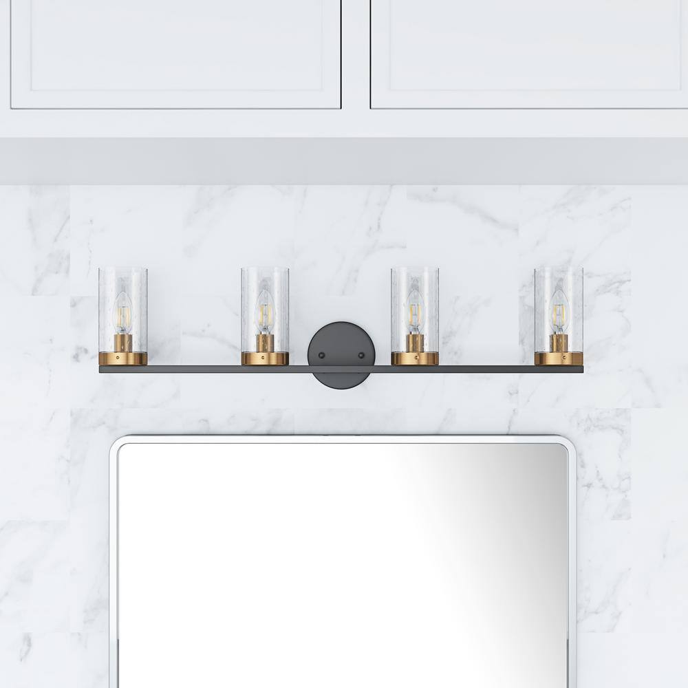 Aiwen Modern Black and Gold 4-Light Bathroom Vanity Fixture
