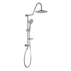 10 in. 3-Spray Patterns Dual Wall Mount Shower Heads with 2.5 GPM with Soap Dish in Brushed Nickel (Valve Not Included)