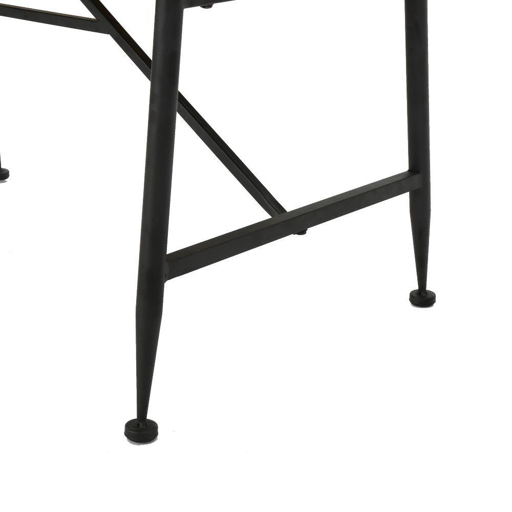 Sleek Antique Acacia Wood and Black Iron Patio Coffee Table