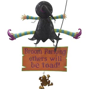 31 in. Broom Parking Others Will Be Toad Funny Halloween Sign, Door or Wall Hanging