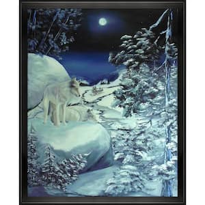 23 in. x 19 in. "He Stands Guard with Studio Black Wood Angle Frame " by Peggy Miller Framed Canvas Wall Art