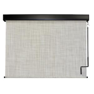 Carmel Grey and Beige Cordless Outdoor Patio Roller Shade with Valance 48 in. W x 96 in. L