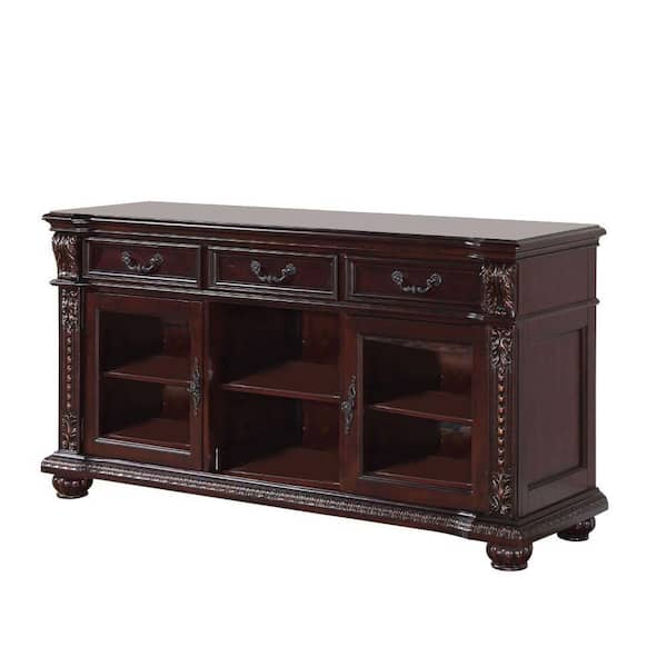 Acme Furniture Anondale 20 in. Red TV Stand 3-Storage Drawers Fits TV's up to 60 in.