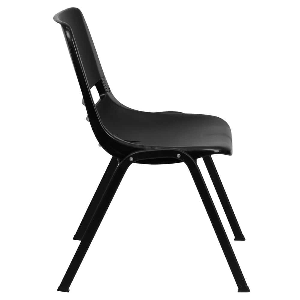 ErgoKids 440 lb Capacity Black Metal Stack Chair for Preschool