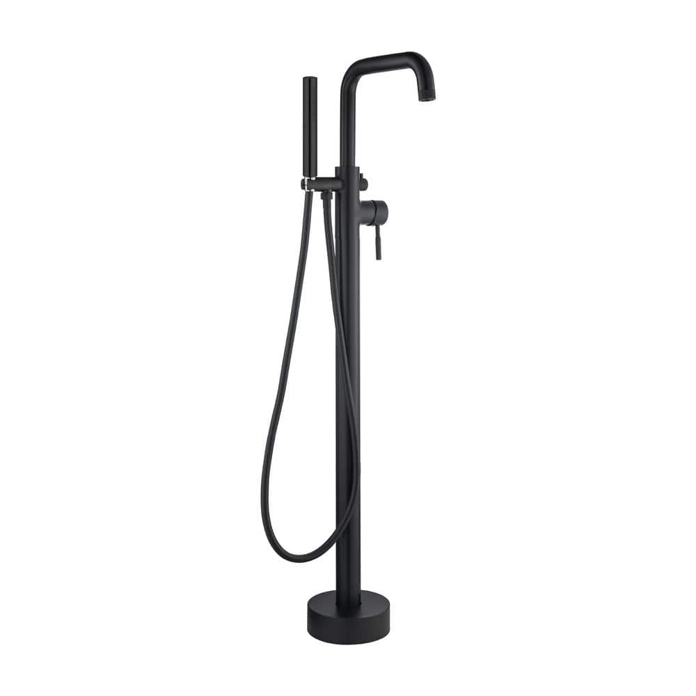 Single-Handle Freestanding Floor Mount Tub Faucet Bathtub Filler with Hand Shower in Matte Black price history on PriceWatchPro