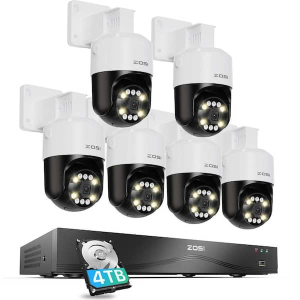 4K 8MP 16-Channel 4TB NVR POE Home Security Camera System with 6-360°Pan Tilt Wired Outdoor IP Cameras, 32CH Expandable