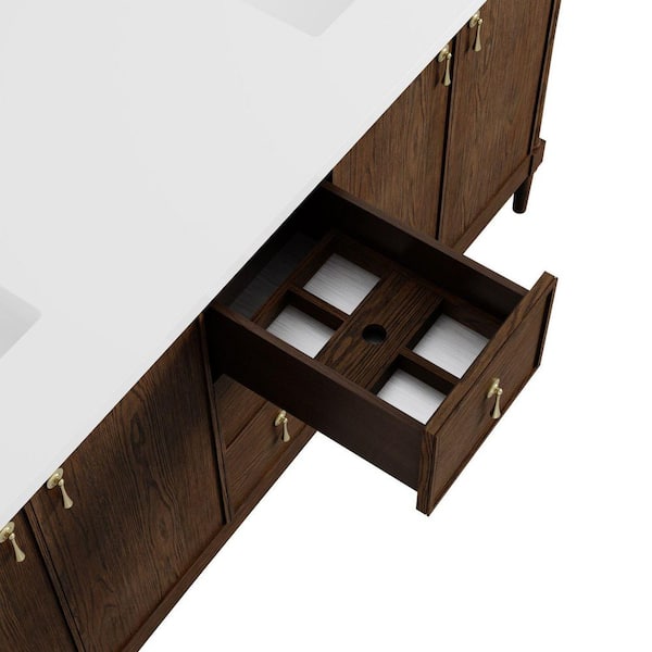 Kinnsden 72.0 in. Double Bath Vanity in Sable Oak with Tajnar Wireless Charging Engineered Composite Top