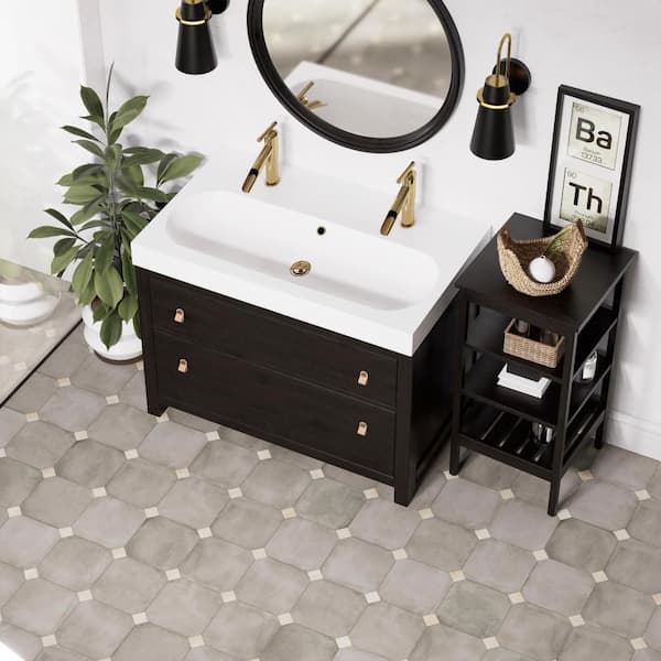 Laverton Octagon Grafito with Taco Arena 8 in. x 8 in. Porcelain Floor and Wall Tile (11.25 sq. ft. /Case)