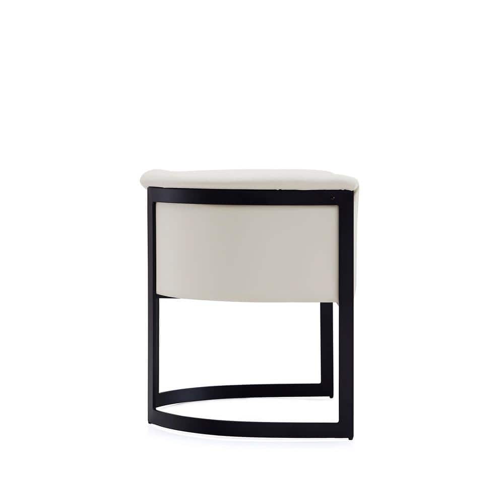 Cream Faux Leather Barrel Arm Chair with Metal Frame