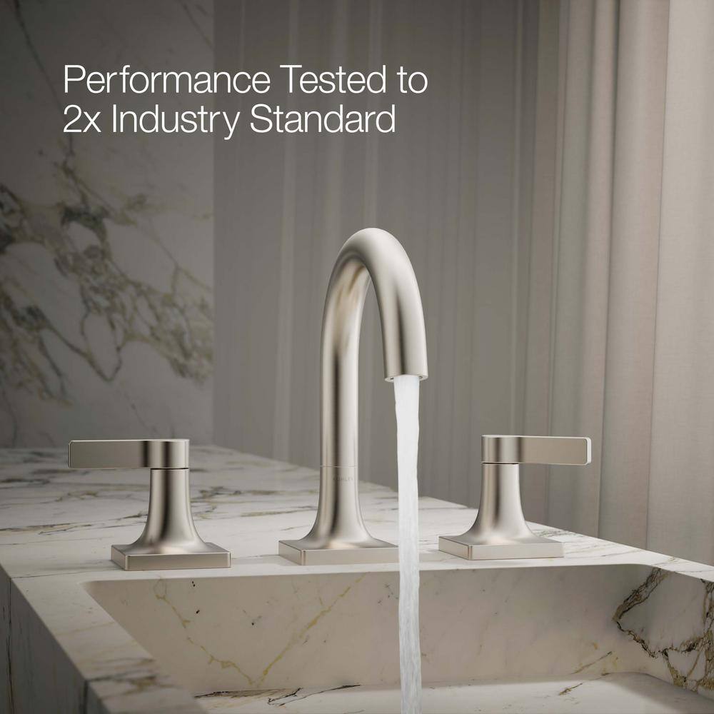 Venza Brushed Nickel Widespread Bathroom Sink Faucet with Lever Handles