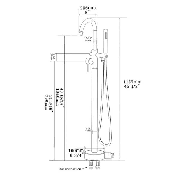Single-Handle Freestanding Tub Faucet with Hand Shower Head in Brushed Nickel