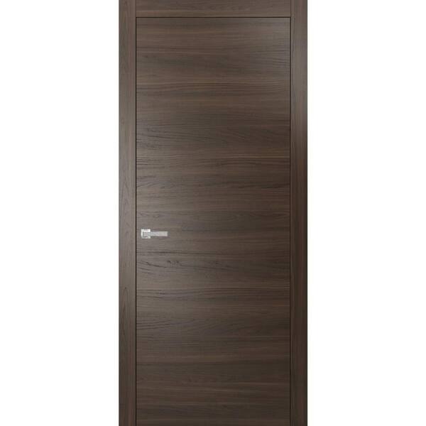 0010 36 in. x 84 in. Left-Hand/Inswing Solid Chocolate Ash Single Prehung Interior Door with Hardware