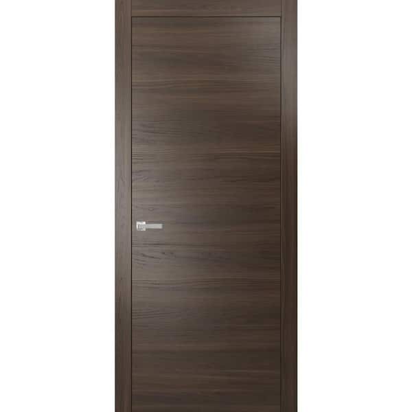 0010 42 in. x 84 in. Left-Hand/Inswing Solid Chocolate Ash Single Prehung Interior Door with Hardware