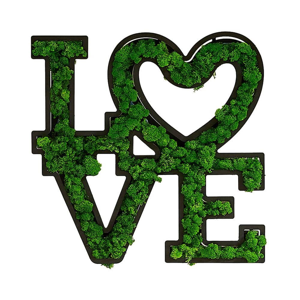 23.1 in. W x 23.6 in. H Metal Green LOVE Letter Art Moss Wall Decor, for In
