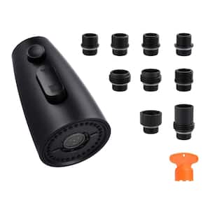 Pull Down Kicthen Faucet Head Replacement with 9-Adapter Kit and 3-Spray Modes in Matte Black
