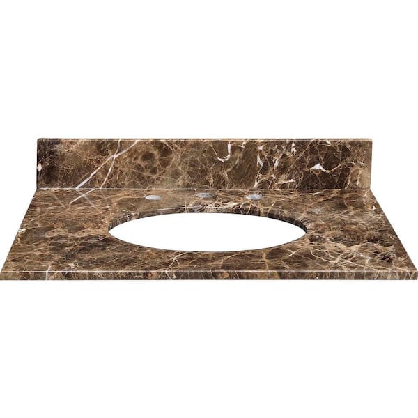 RYVYR 25 in. Marble Vanity Top in Dark Emperador without Basin