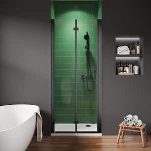 32-33.3 in. W x 72 in. H Frameless Bi-Fold Shower Door in Matte Black with Clear SGCC Tempered Glass
