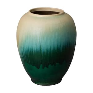 23 in. Cascade Green Wide Ceramic Jar