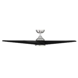 Viper 60 in. Integrated LED Indoor and Outdoor 5-Blade Smart Ceiling Fan Brushed Nickel Black with Remote 3000k