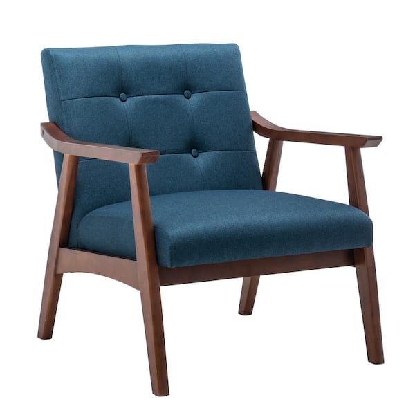 Convenience Concepts Take a Seat Natalie Dark Blue Fabric Upholstery / Espresso Wood Frame Accent Chair
