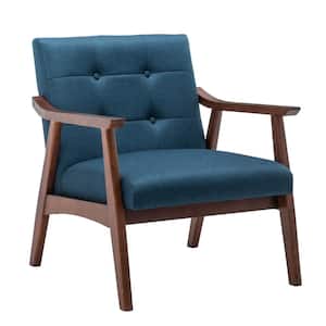 Take a Seat Natalie Dark Blue Fabric Upholstery / Espresso Wood Frame Accent Chair