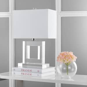 Town 20.5 in. Clear Square Crystal Column Table Lamp with White Shade
