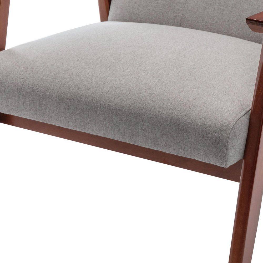 Light Gray and Espresso Mid-Century Modern Accent Chair
