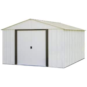 Arlington 10 ft. W x 12 ft. D 2-Tone White Galvanized Metal Storage Shed with Floor Frame Kit