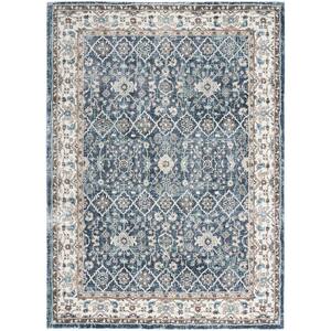 American Manor Blue/Ivory 4 ft. x 6 ft. Bordered Traditional Area Rug