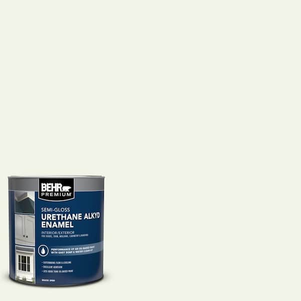 BEHR PREMIUM 1 qt. #GR-W10 Calcium Semi-Gloss Enamel Urethane Alkyd Interior/Exterior Paint