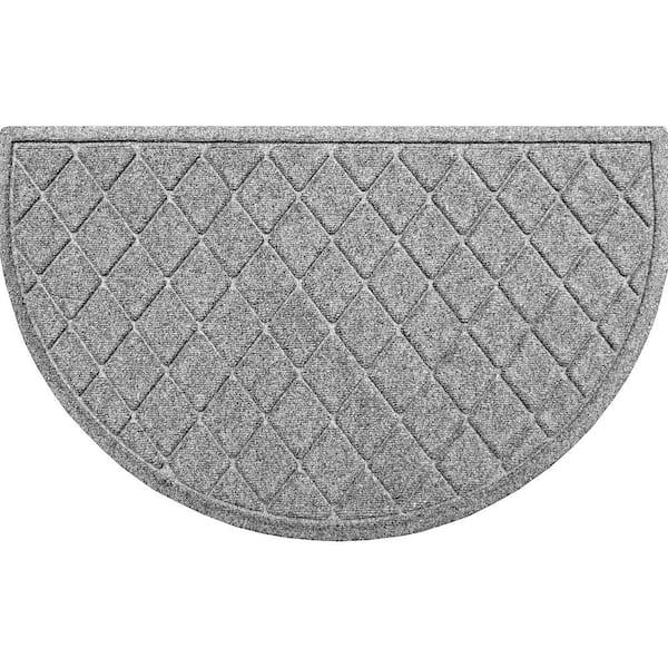 Bungalow Flooring Waterhog Argyle 24 in. x 39 in. Indoor Outdoor PET Polyester Half Round Doormat Medium Gray